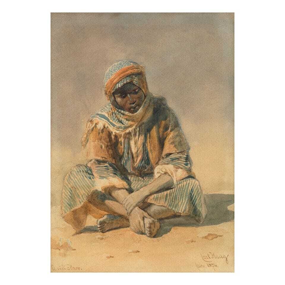 A seated young boy