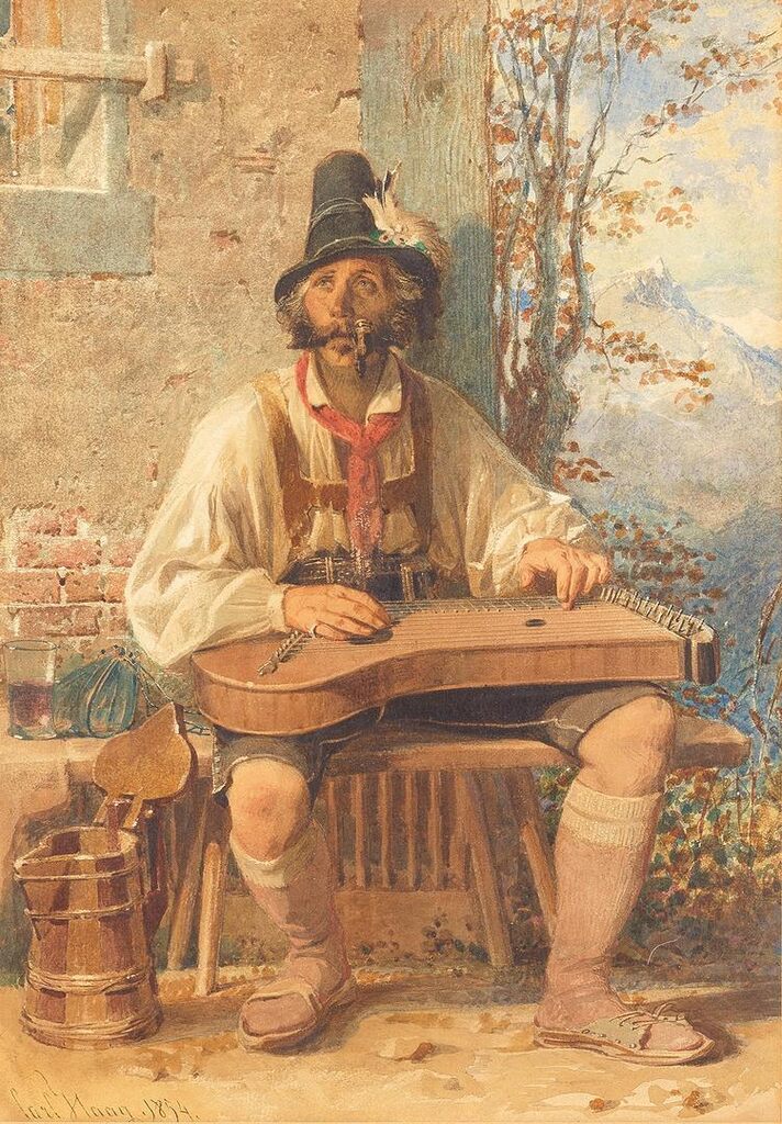 Tyrolean gentleman playing the zither