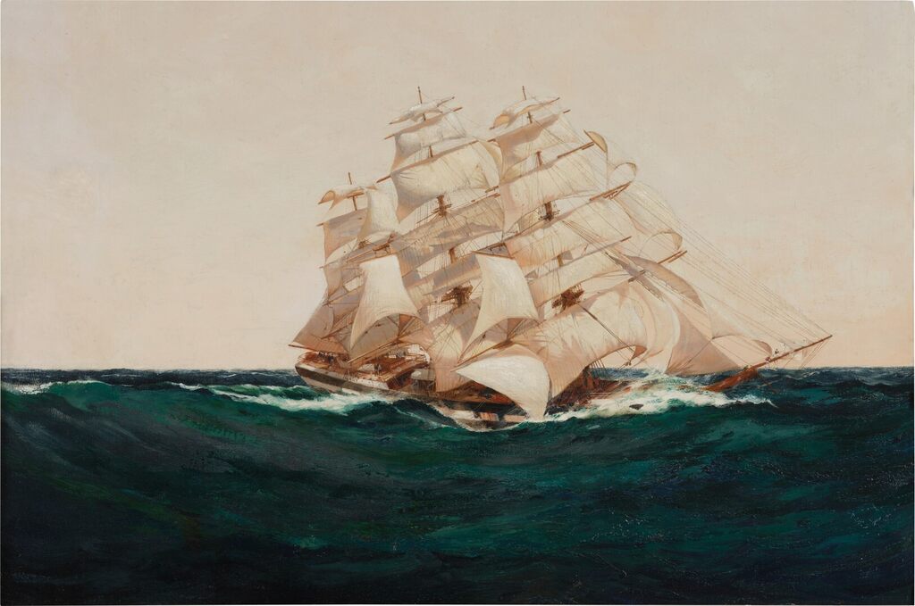 The Clipper Ship "Harbinger" in Full Sail