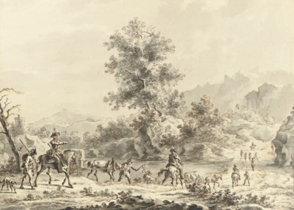 Military convoy in a mountain landscape