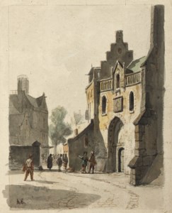 Figures by a doorway