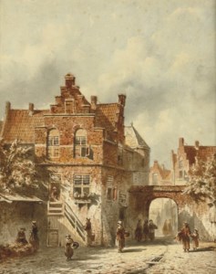 A busy day in a sunlit Dutch town
