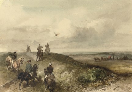 A Royal hunting party: Queen Emma on a falcon hunt