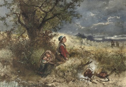 Naderend onweer: seeking shelter by the campfire