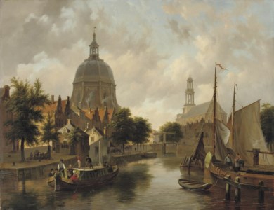 A capriccio view of Leiden, with the Marekerk and the Oude Singel