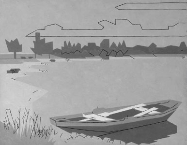 A moored rowing boat