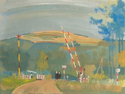 Two nuns crossing a railroad