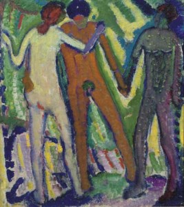 Three standing figures
