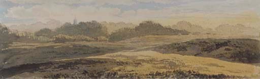 A wooded landscape with a church spire in the distance (illustrated); and Study of a riverbank