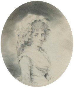Portrait of lady, half-length, in profile to the right