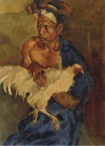 Balinese man with a fighting cock