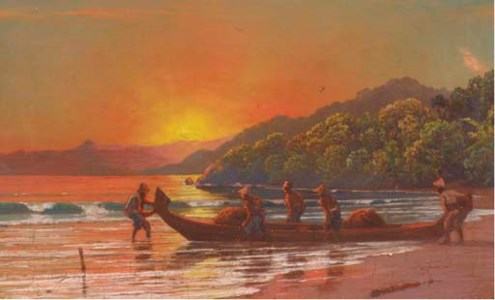 Fishermen at sunset