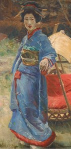 Geisha bij draagstoel - Geisha by sedan chair