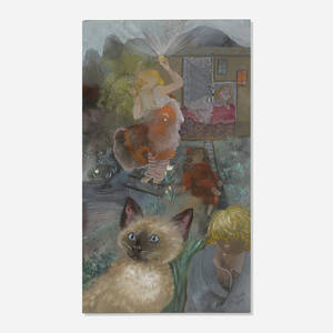 Siamese Cat and Three Girls