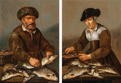 A fisherman with his catch of fish other The fisherman’s wife with her catch