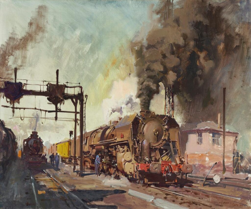 Trains in a yard