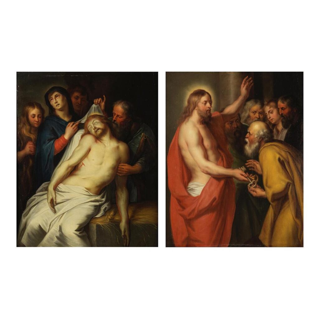 La mise au Tombeau; La Remise des clefs à saint Pierre