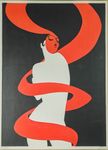 Femme enrubannée de rouge