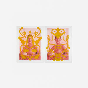 Kate Moss Rorschach (Yellow on Red) (two works)
