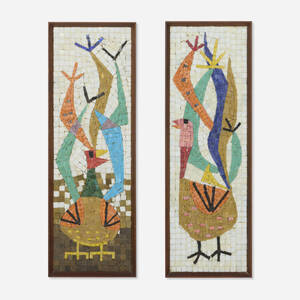 Hot Bird and Bird mosaics, pair
