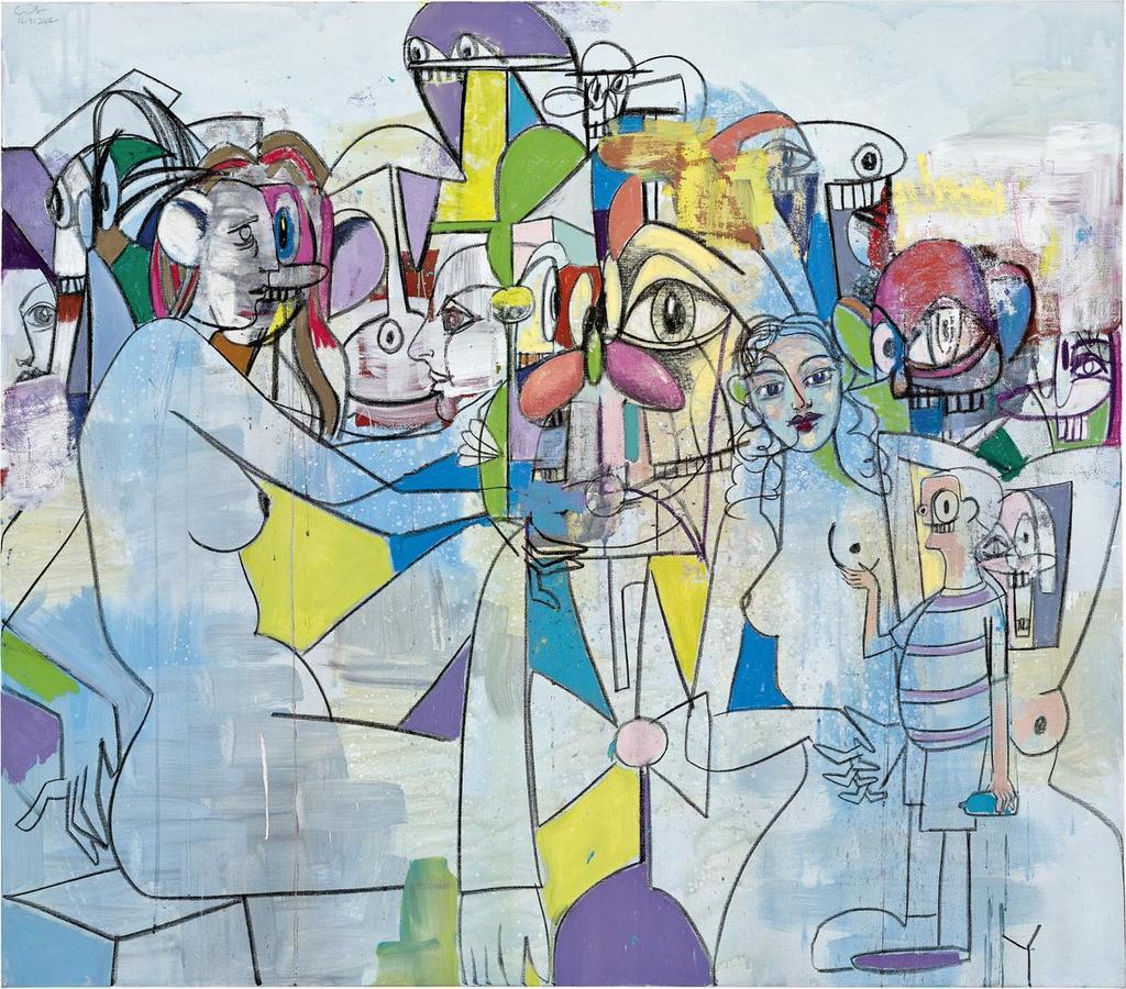 George Condo, PURPLE AND YELLOW ABSTRACTION