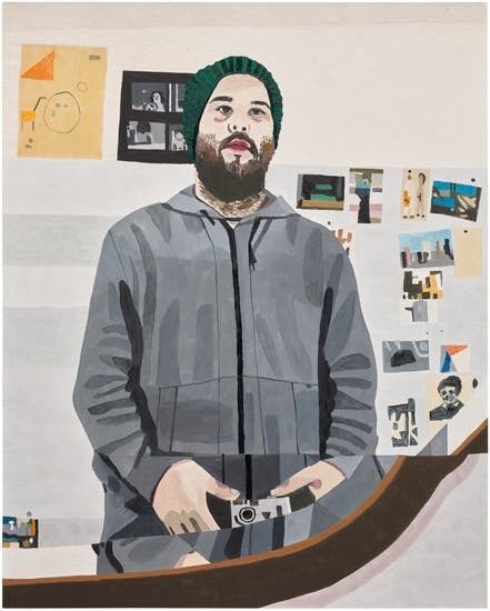 Jonas Wood, Untitled (Self Portrait with Green Hat)