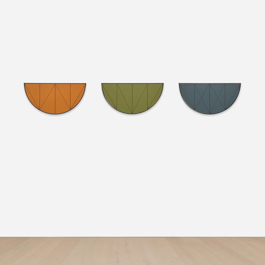 Robert Mangold, Three works: (i) 1/2 W Series (Orange); (ii) 1/2 V Series (Green); (iii) 1/2 X Series (Blue)