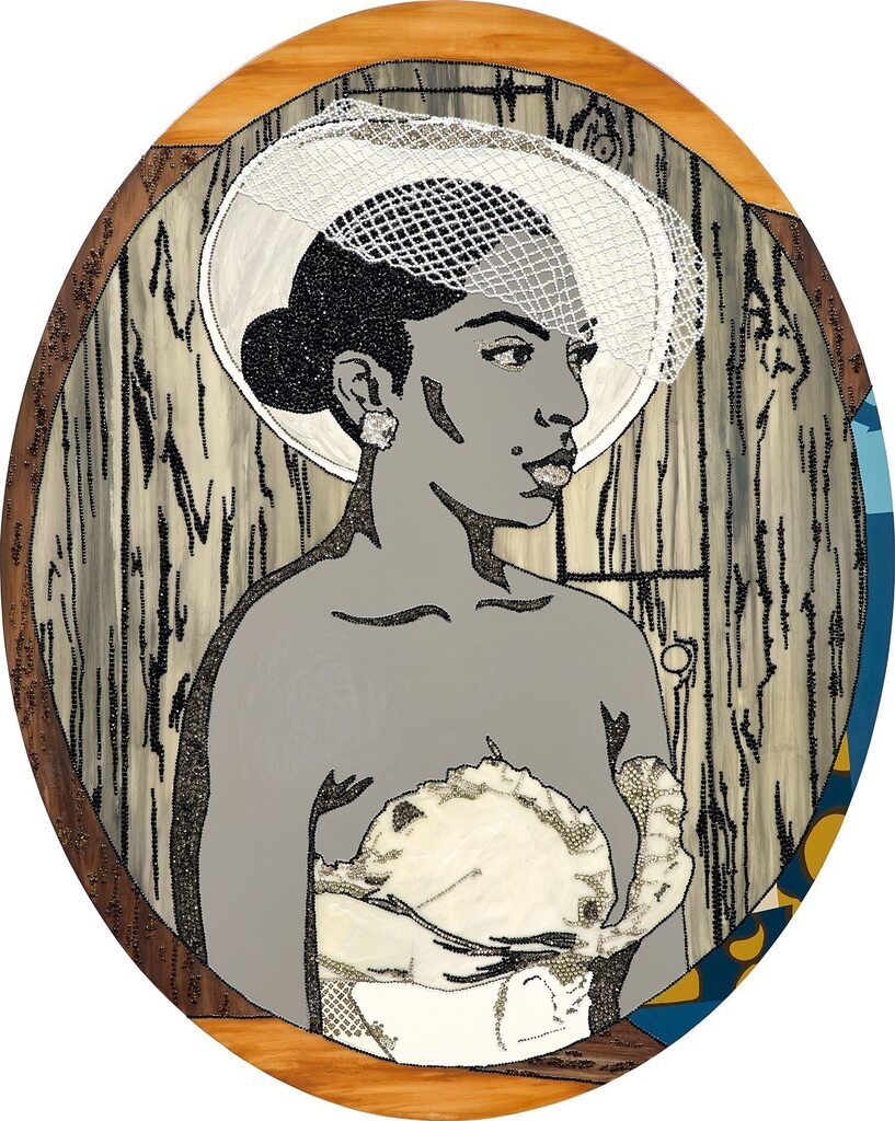 Mickalene Thomas, Portrait of Lili in Black and White