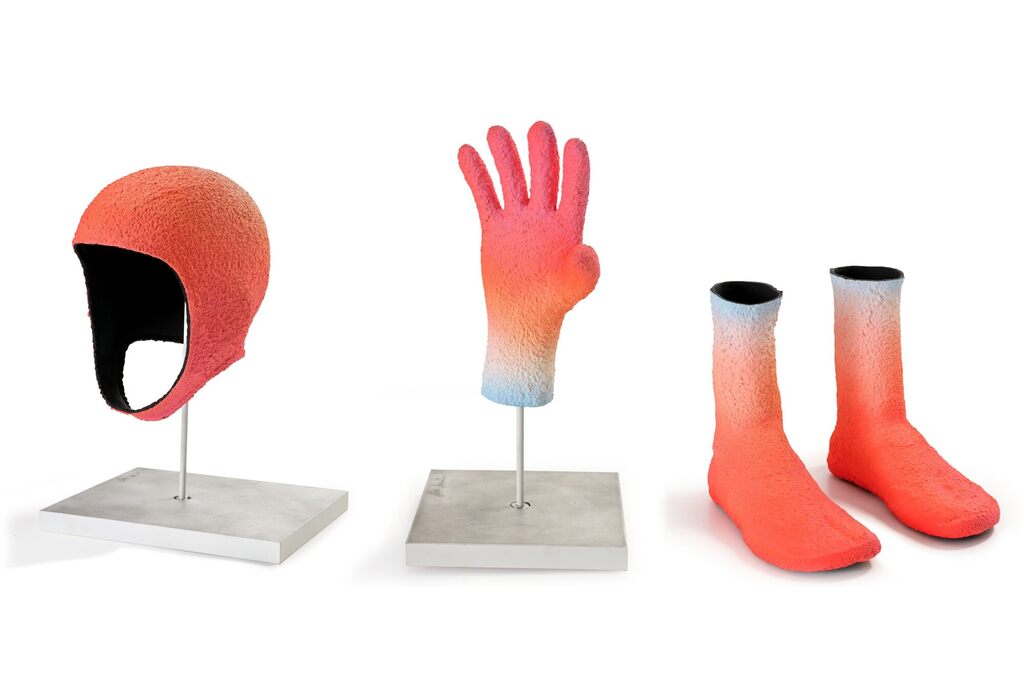 Two works: (i) Cap; (ii) Booties and Glove