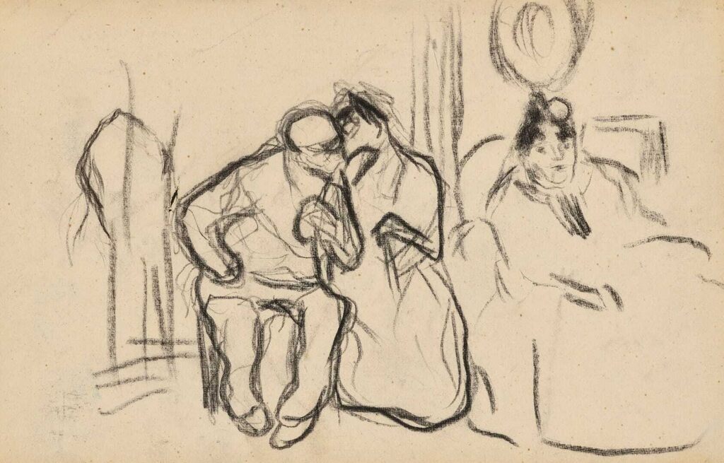 Pablo Picasso, Deux femmes et un homme assis dans un intérieur