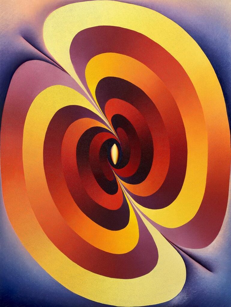 Loie Hollowell, Linked Lingams in Orange, Yellow, Purple and Blue