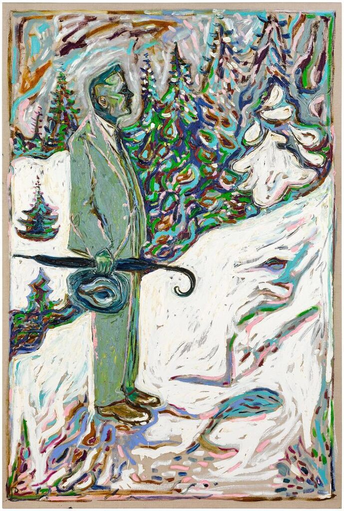 Walser Looking Up a Snowy Slope