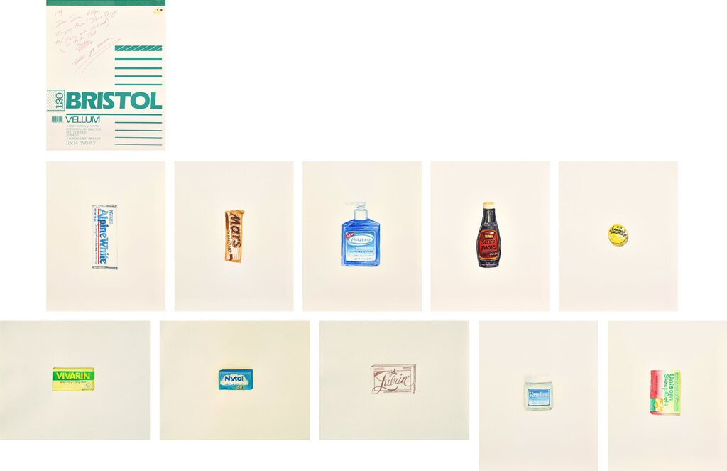 Untitled (Vaseline); Untitled (Nytol); Untitled (Alpine White); Untitled (Noxema); Untitled (Scuf Magic); Untitled (Carmex); Untitled (Vivarin); Untitled (Lubrin); Untitled (Mars Bar); and Untitled (Unisom Sleep Gel)