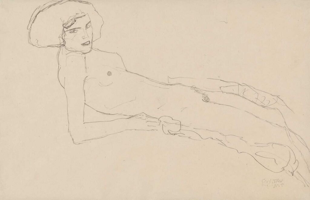 Gustav Klimt, Aufgestützt liegender Akt