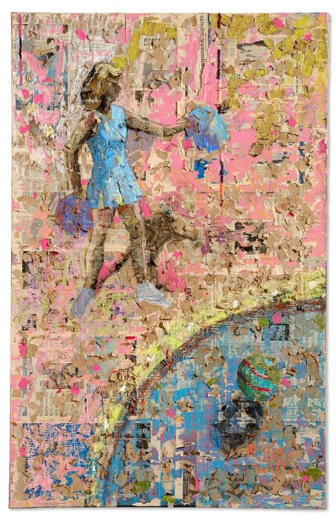 Derek Fordjour, Untitled (Figure with Ball in Ring)