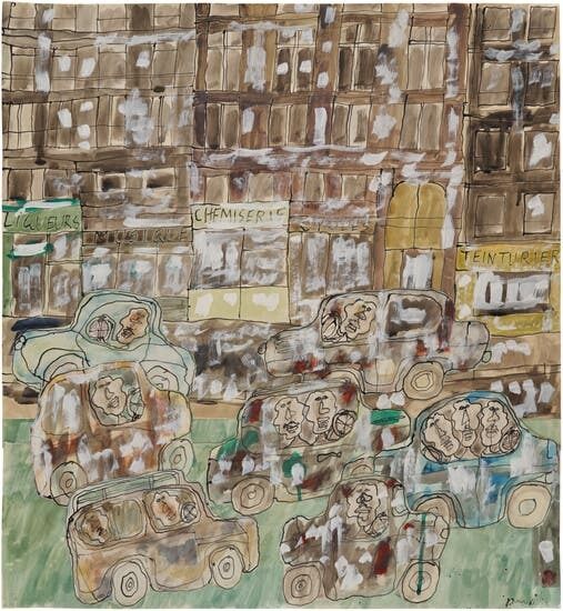 Jean Dubuffet, Liqueurs, musique, chemiserie (avec sept voitures)