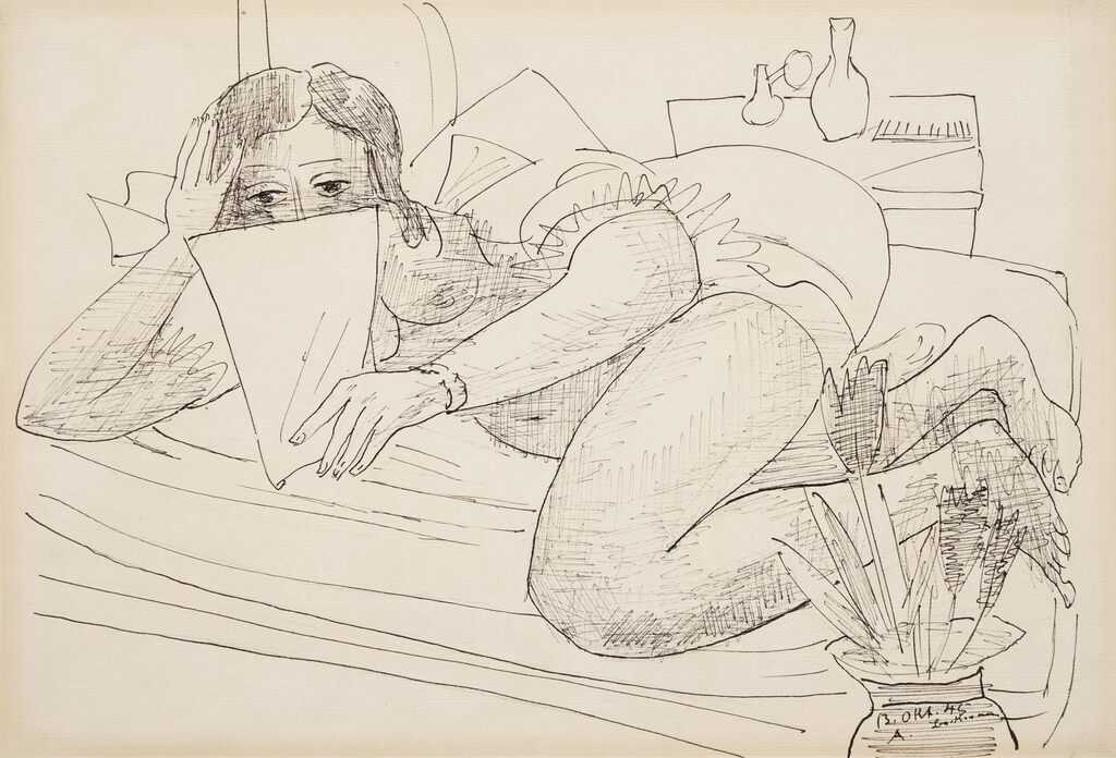 Max Beckmann, Frau im Bett, einen Brief lesend (Woman in Bed, Reading a Letter)