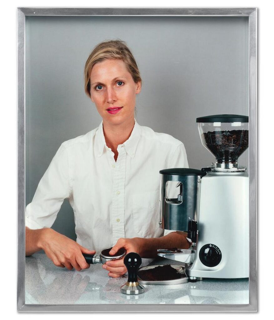 Woman, Espresso Grinder