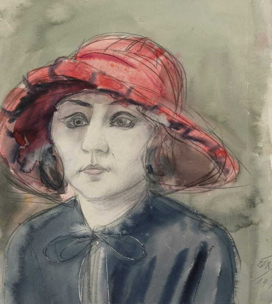 Otto Dix, Mutzli (Junge Dame in rotem Hut, Frau Martha Dix)