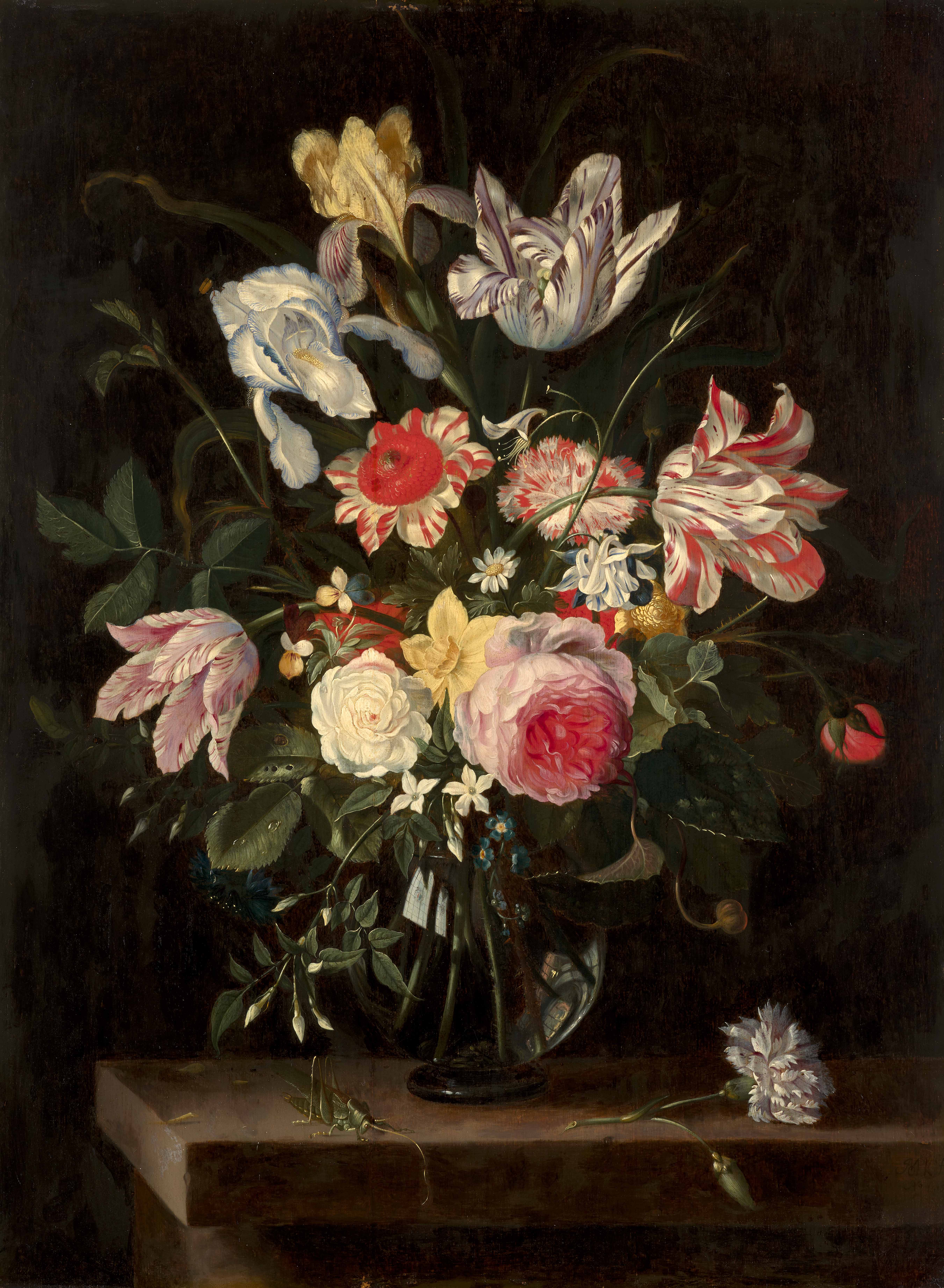 Vase de fleurs sur un entablement