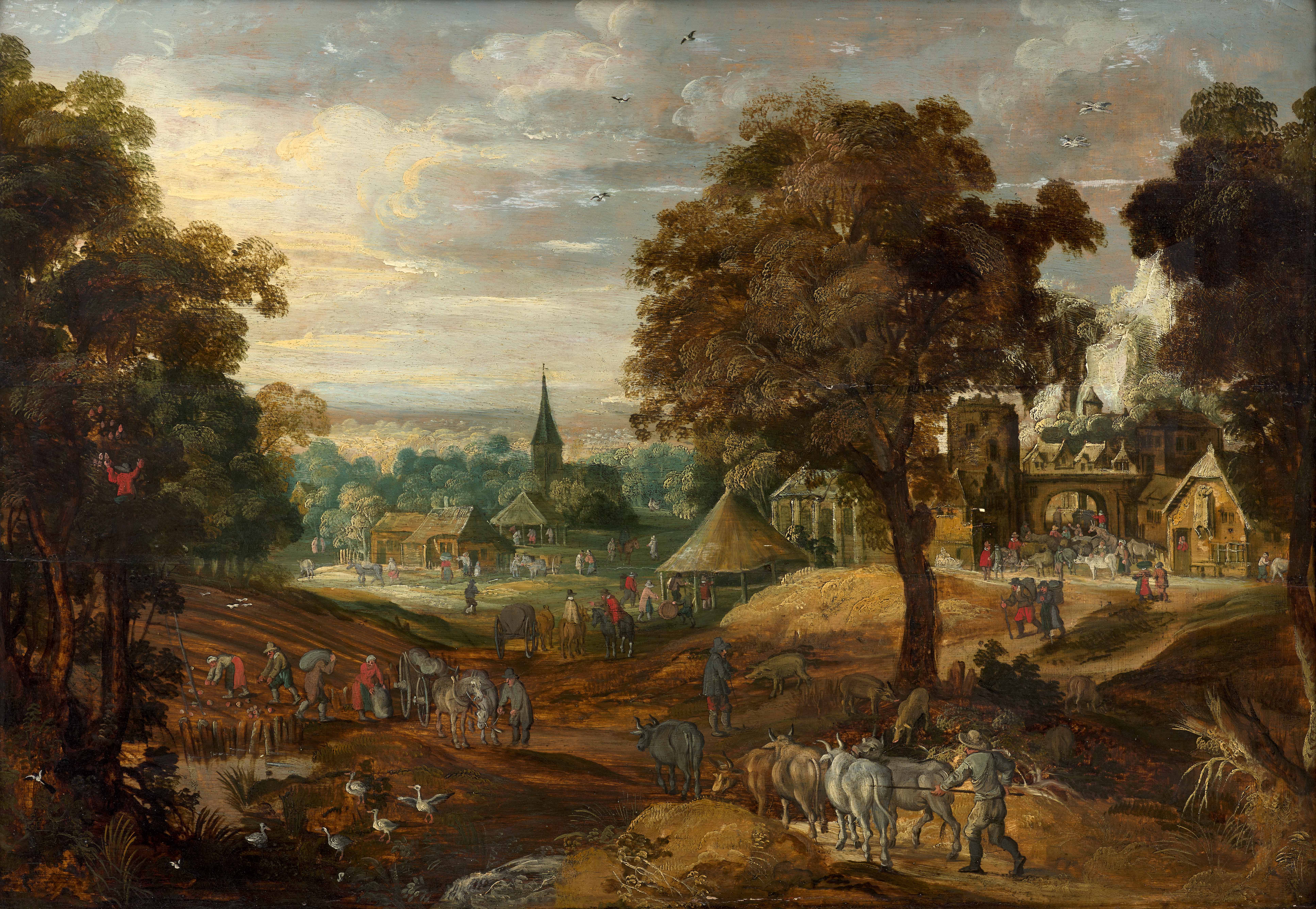 L’entrée d’une ville un jour de marché