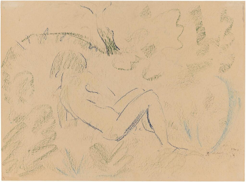 Lying girl at the edge of a forest