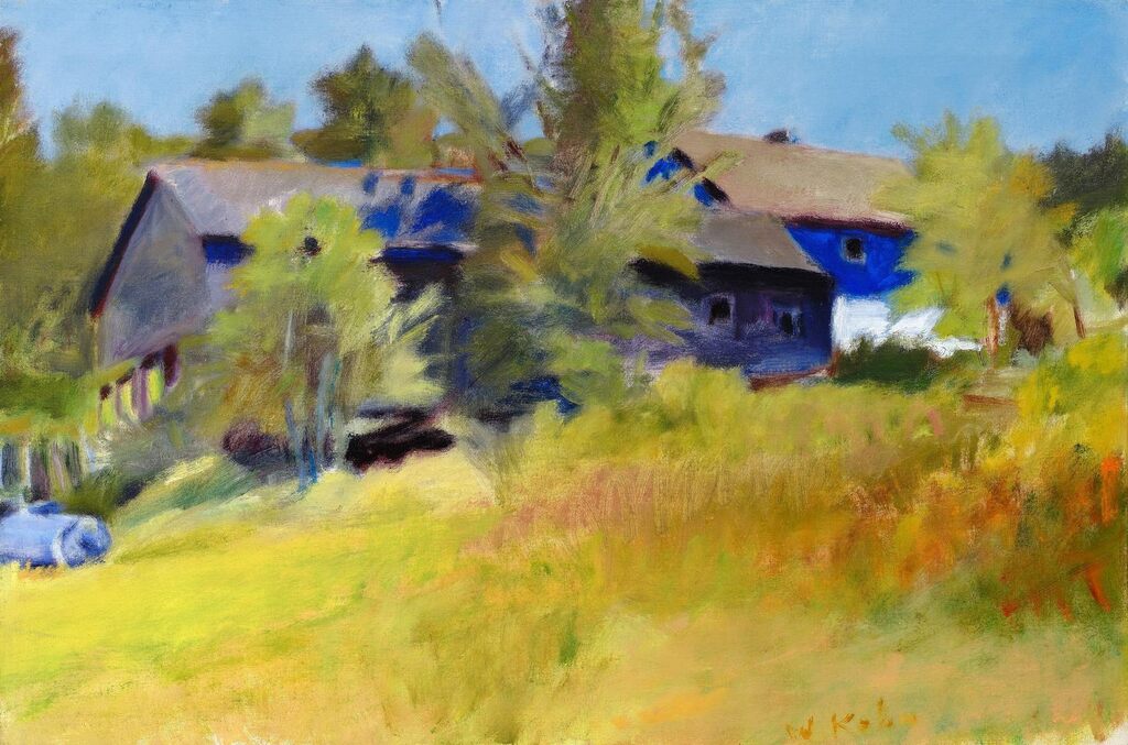 Wolf Kahn, Weedy Barn with Gas Tank and Empty Farmhouse