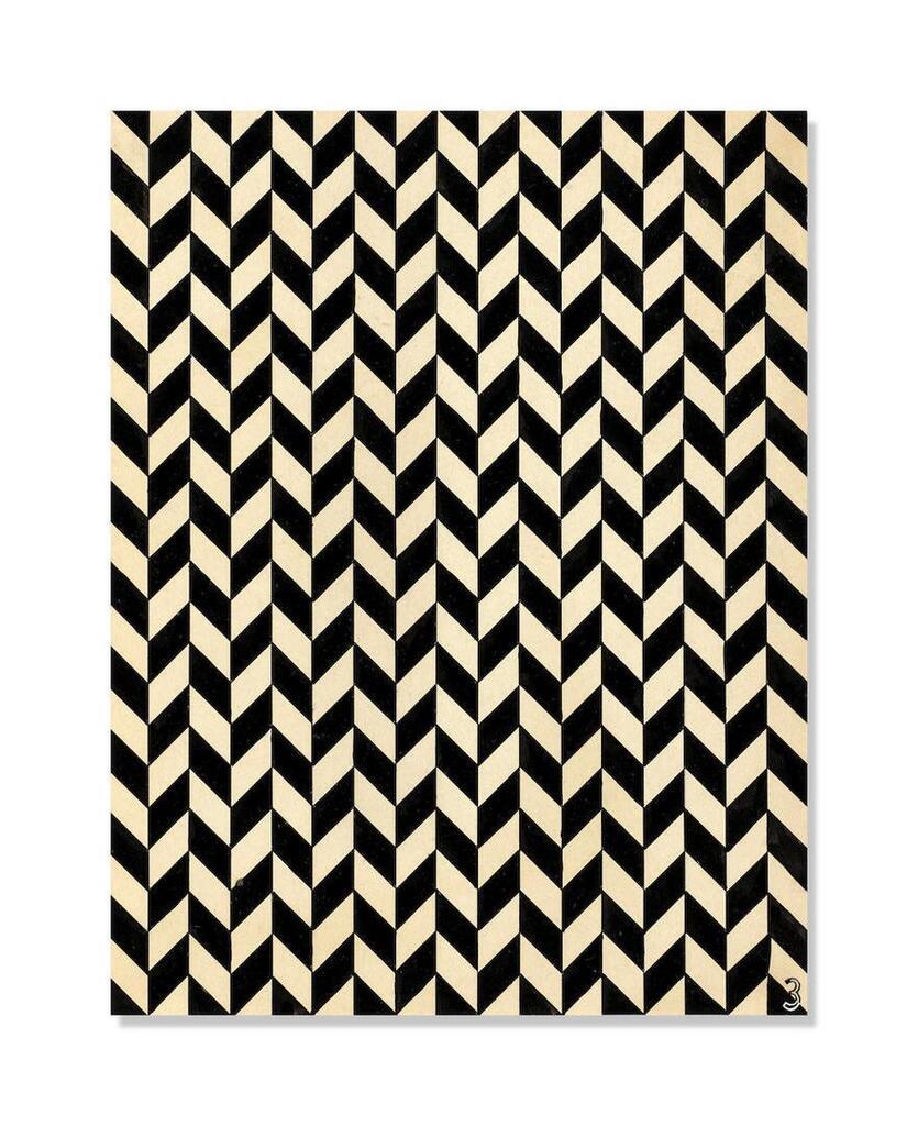 Untitled (SF.005, Undulating Parallelograms with White "3" in Lower Right Corner)