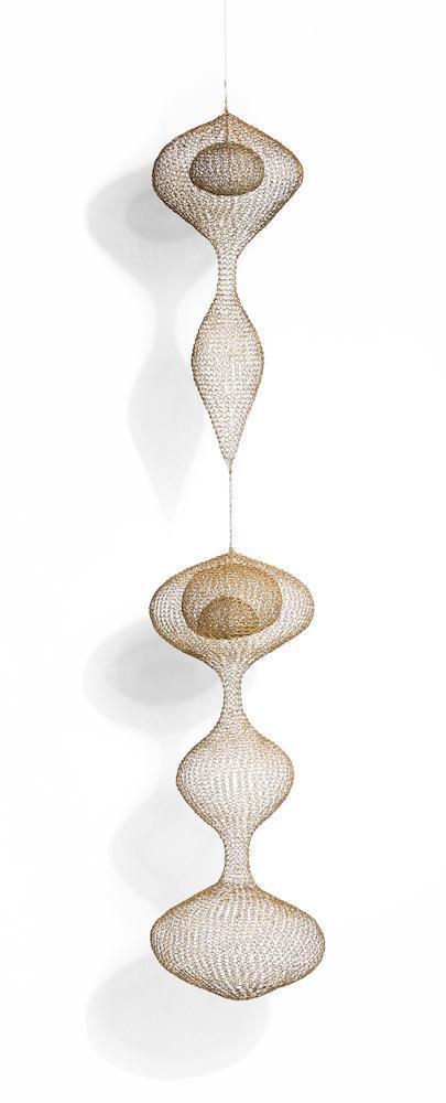 Untitled (S.408, Hanging Five-Lobed, Two-Part Form, with the Second and Third Lobes Attached by Chain and Interior Spheres in the First and Third Lobes)