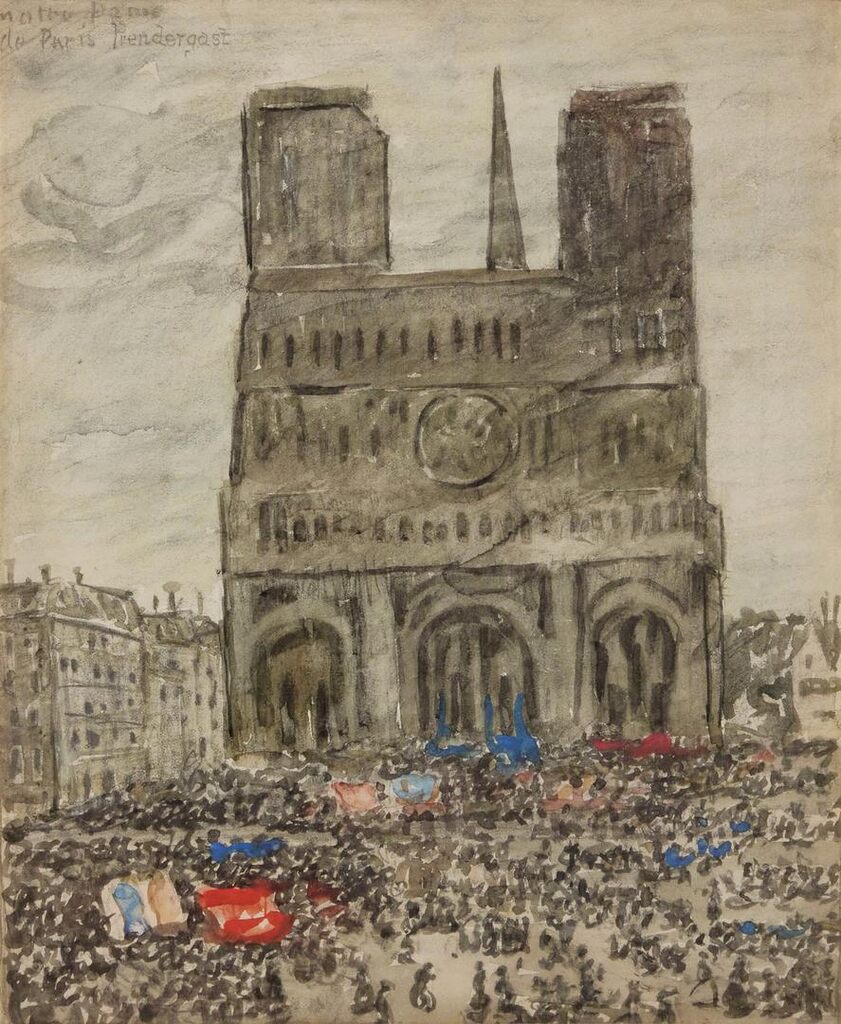 Maurice Prendergast, Notre Dame de Paris (recto); A Parisian Boulevard (verso)