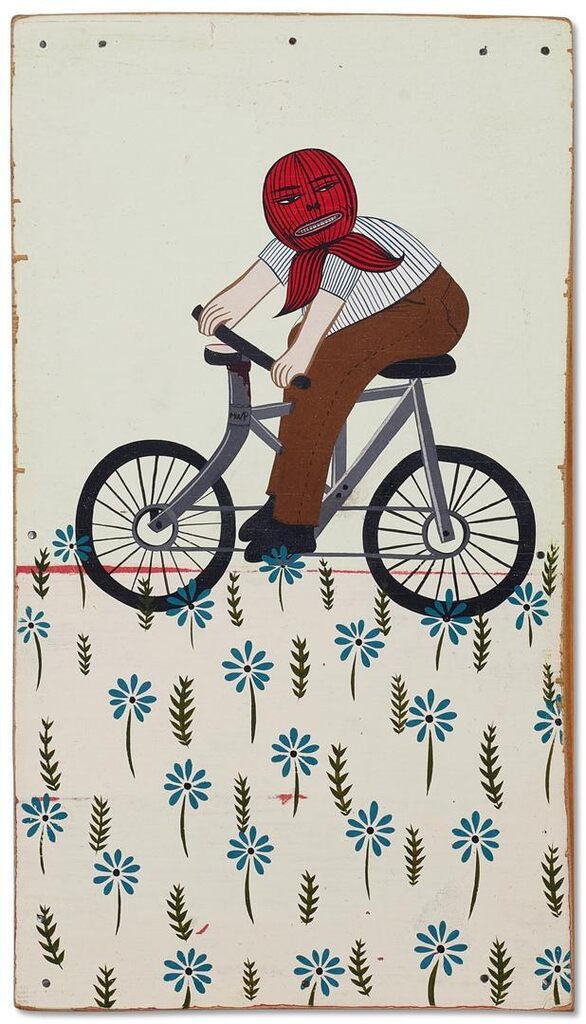 Untitled (Red Head on Bike)