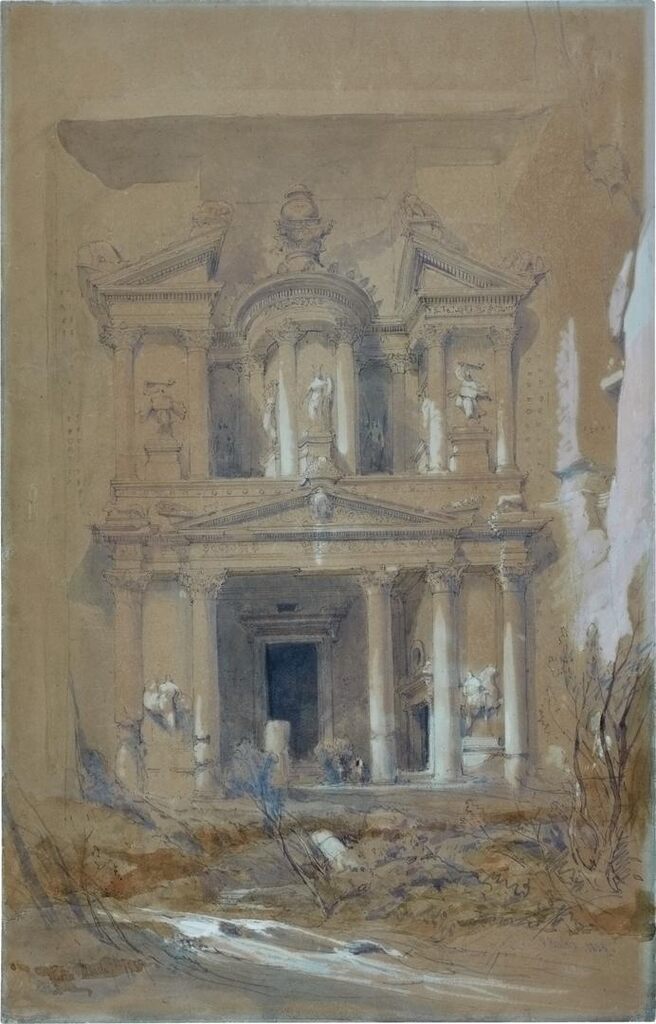 El Khasne, Petra (Recto); Studies of architectural details at Petra (Verso)