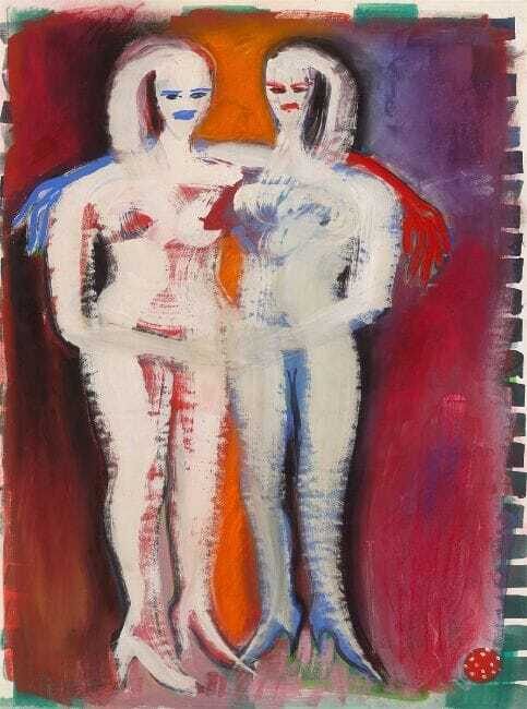 Two embracing figures