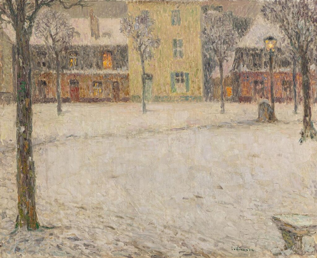 Henri Le Sidaner, Place Saint-Louis, neige, Versailles